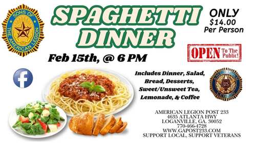 Spaghetti Dinner with the Sons of the American Legion